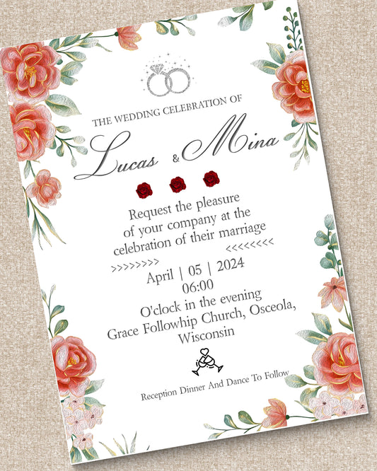5'' x 7'' Wedding Invitation Card Template SKU: 24041