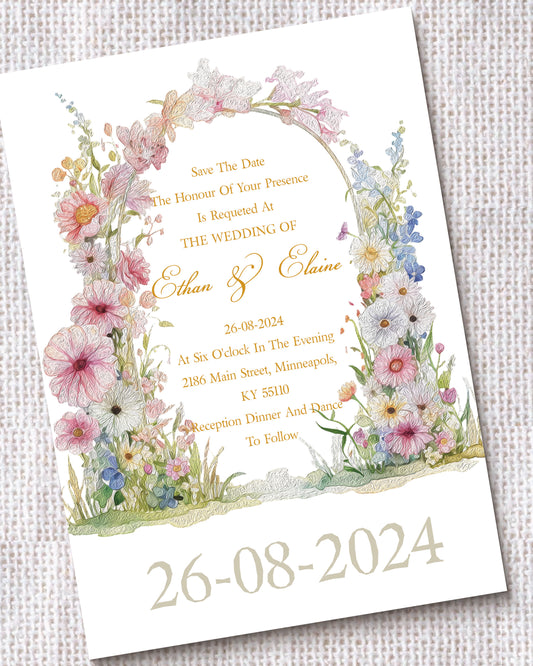 5'' x 7'' Wedding Invitation Card Template SKU: 24046