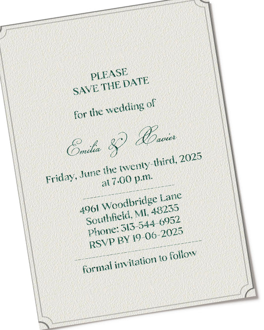 5'' x 7'' Wedding Invitation Card Template SKU: 24049