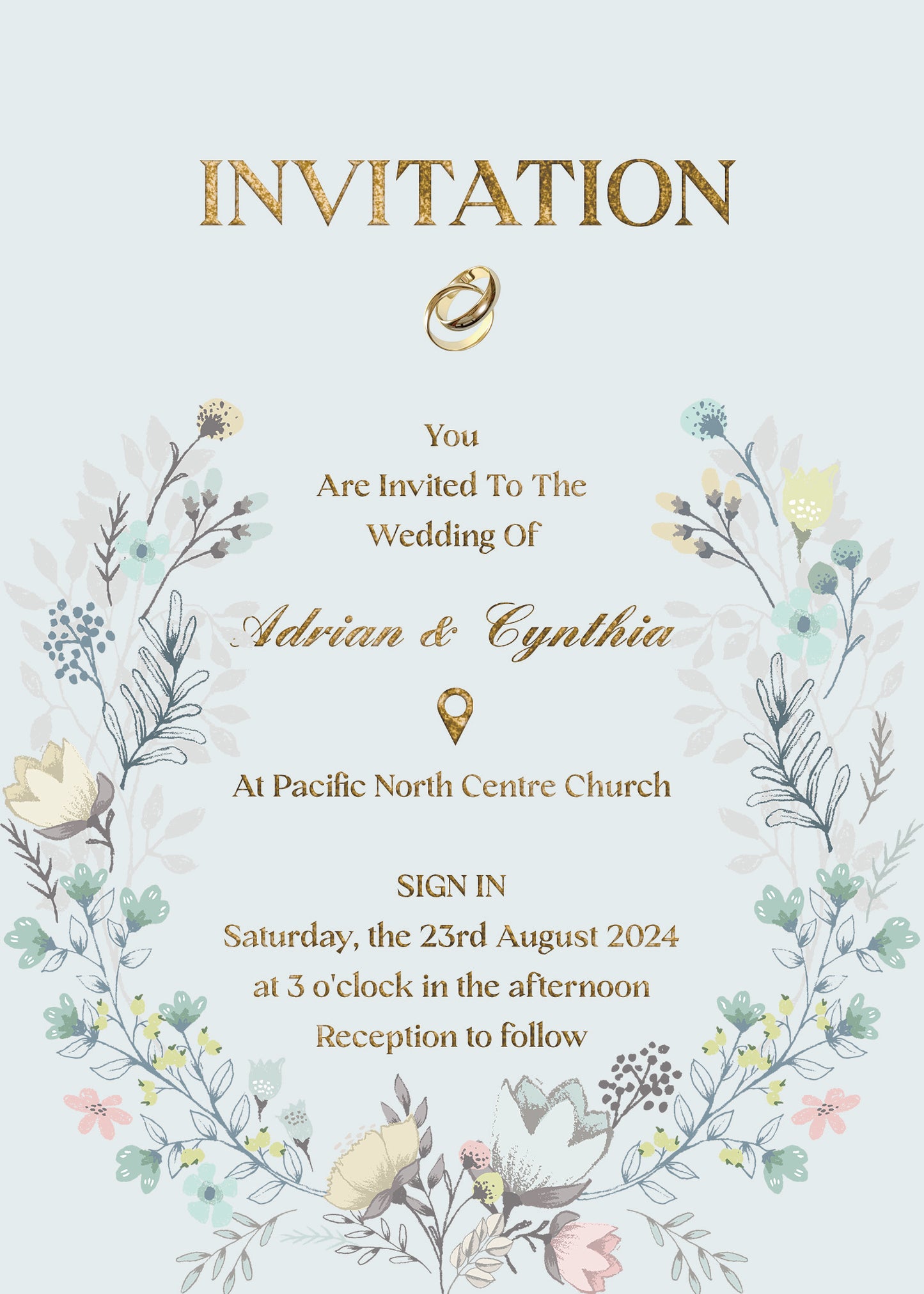 5'' x 7'' Wedding Invitation Card PSD Template SKU: 24008