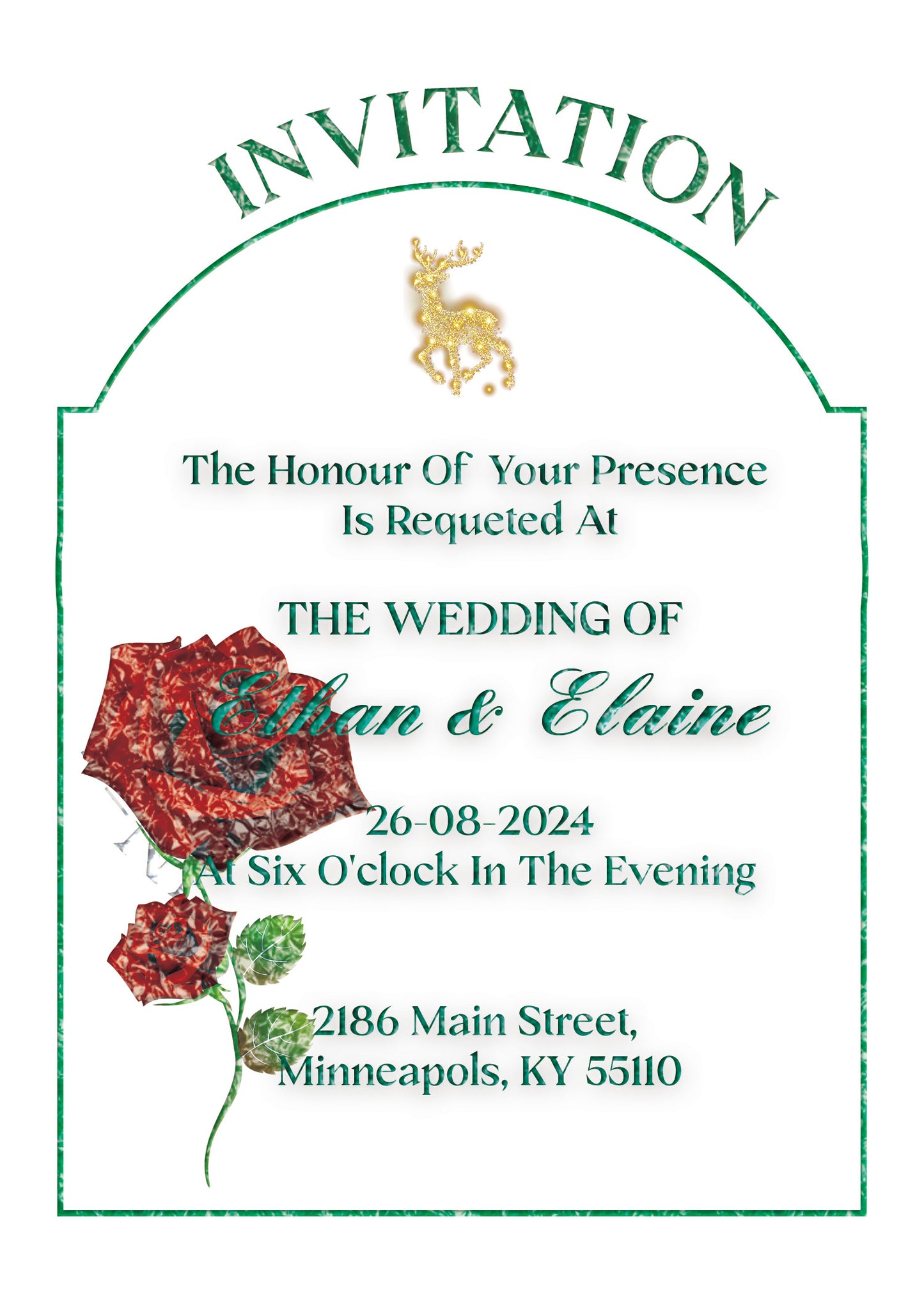 5'' x 7'' Wedding Invitation Card PSD Template SKU: 24013