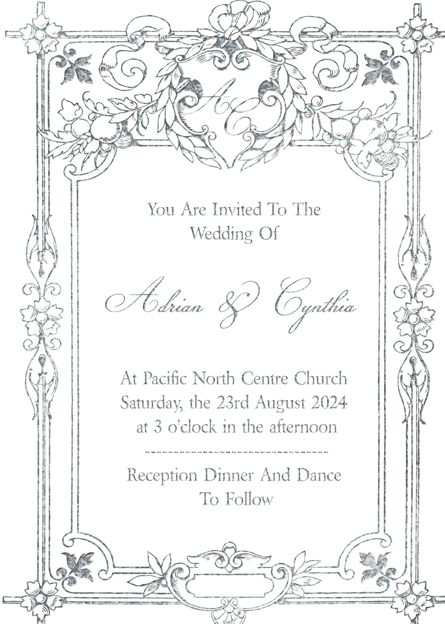 5'' x 7'' Wedding Invitation Card Template SKU: 24047