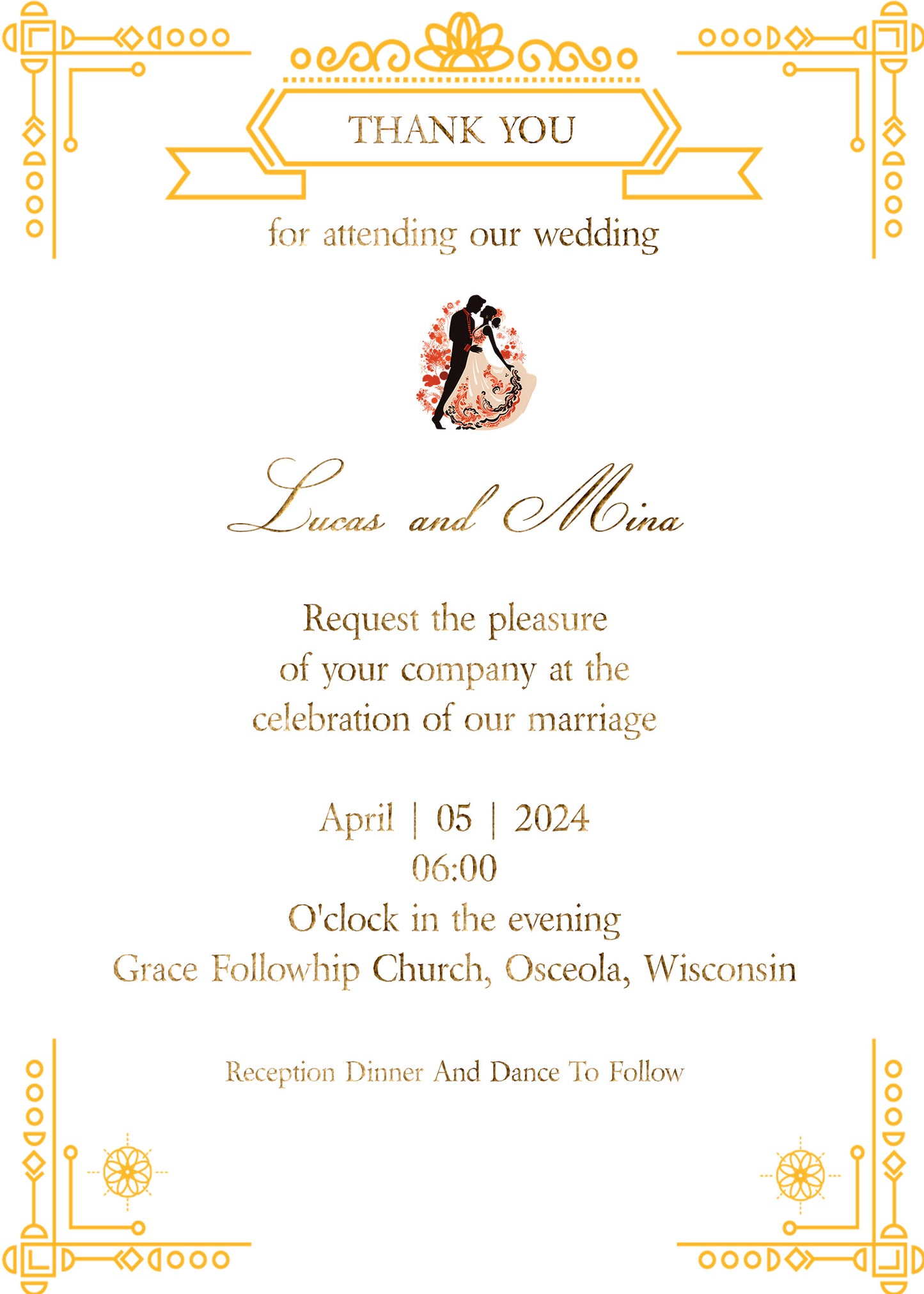 5'' x 7'' Wedding Invitation Card Template SKU: 24055