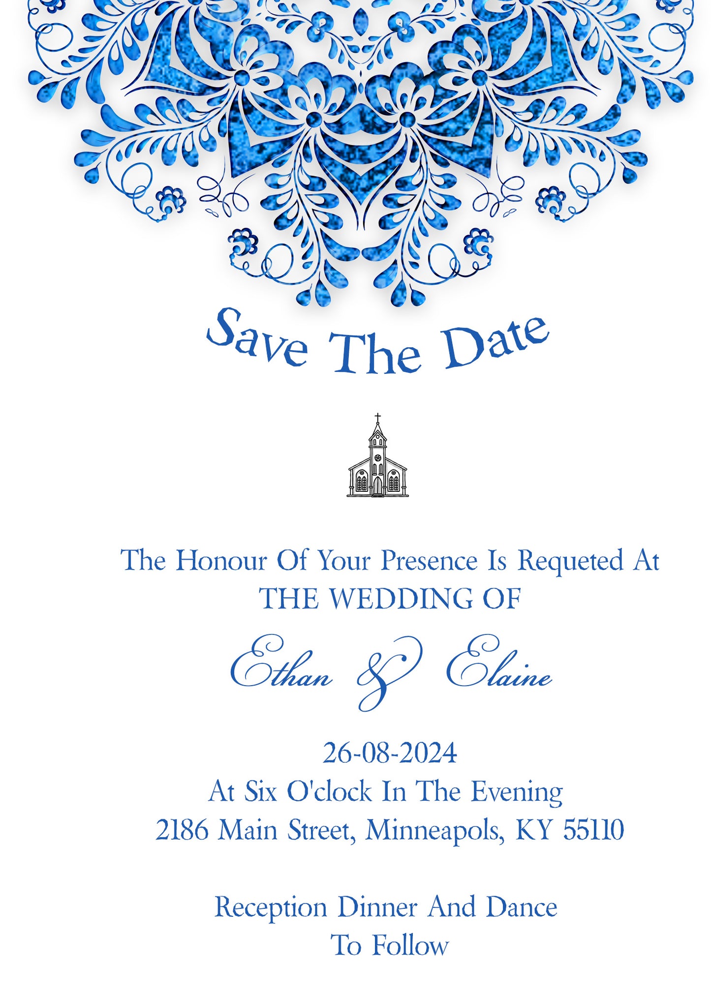 5'' x 7'' Wedding Invitation Card Template SKU: 24059