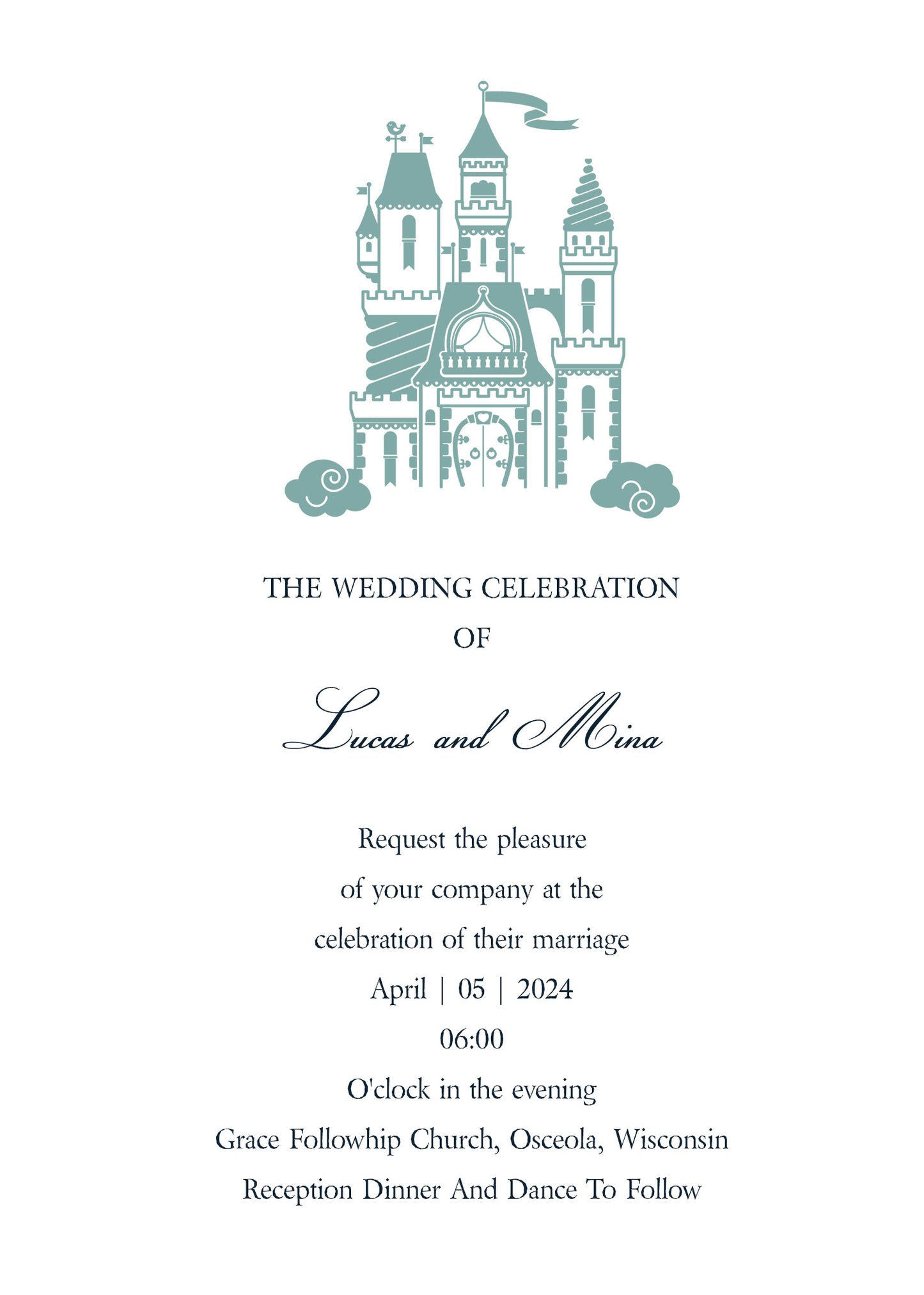5'' x 7'' Wedding Invitation Card Template SKU: 24064