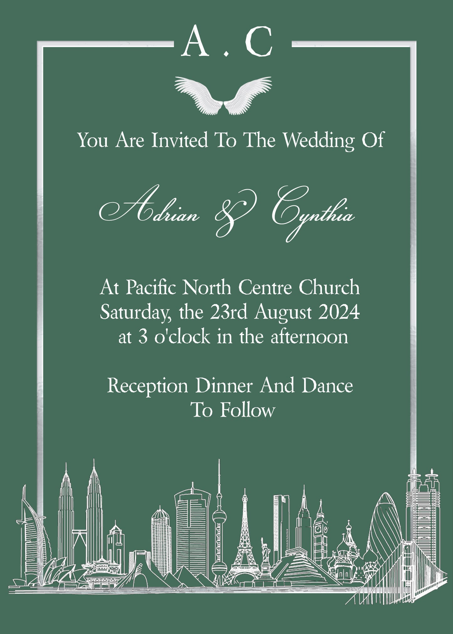 5'' x 7'' Wedding Invitation Card Template SKU: 24066
