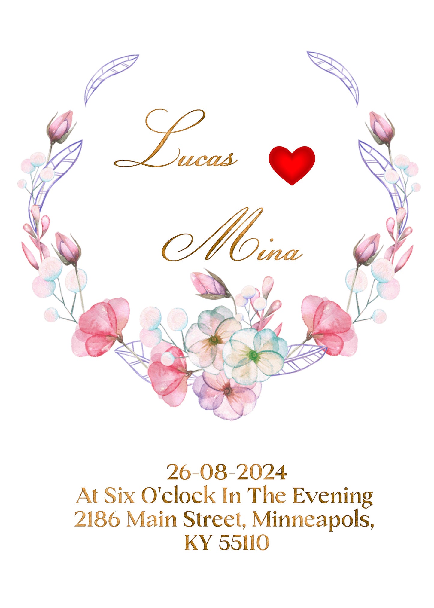 5'' x 7'' Wedding Invitation Card Template SKU: 24070